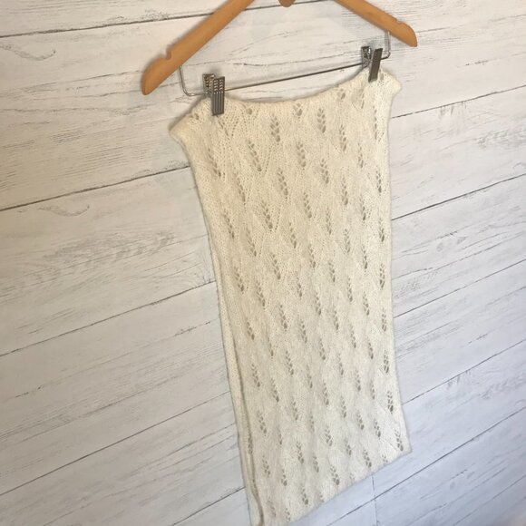 Crochet Scarf Womens One Size Ivory Knit Grandmacore Infinity Coastal Grandma - Picture 8 of 8